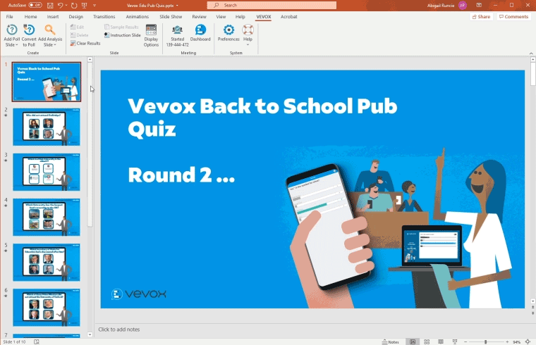 Vevox's polling works seamlessly with PowerPoint®