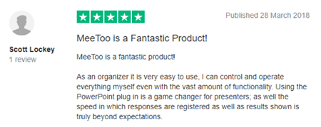 Vevox Trustpilot Review - "fantastic product"